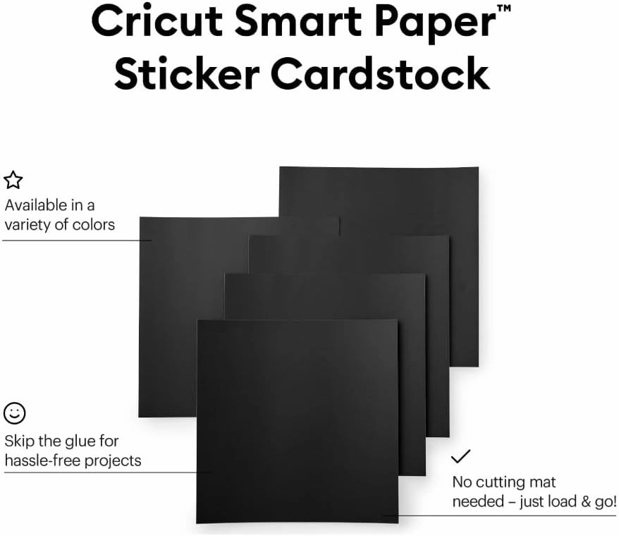 Cricut Smart Paper Sticker Cardstock - 10 Sheets - 13in x 13in - Adhesive Paper for Stickers - Compatible with Cricut Explore 3/Maker 3 - Black