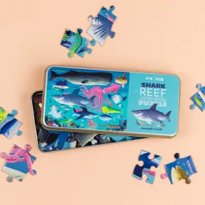 Crocodile Creek Tin Jigsaw Puzzle 50pcs Shark Reef Cognitive Travel Developmental Toys for Toddlers 3yrs 