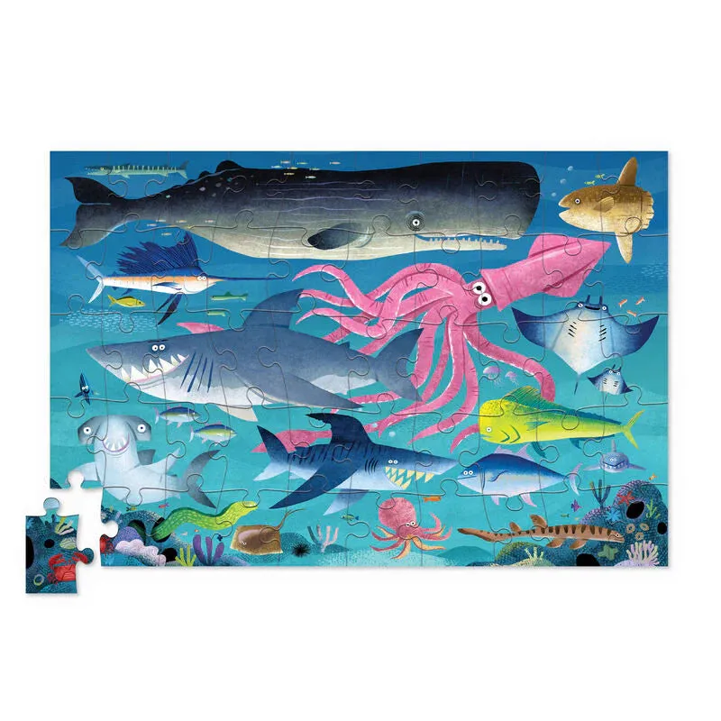 Crocodile Creek Tin Jigsaw Puzzle 50pcs Shark Reef Cognitive Travel Developmental Toys for Toddlers 3yrs 