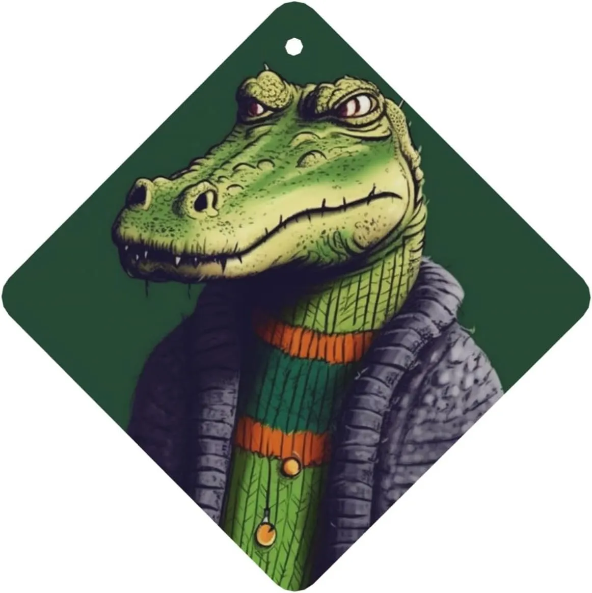 Crocodile in sweater Print Car Air Fresheners 6 Pcs Car Aromatherapy Tablets Hanging Air Freshener Wardrobe Pendant Fragrance Scented Cards for Rearview Mirror Bedroom Car Interior Decor