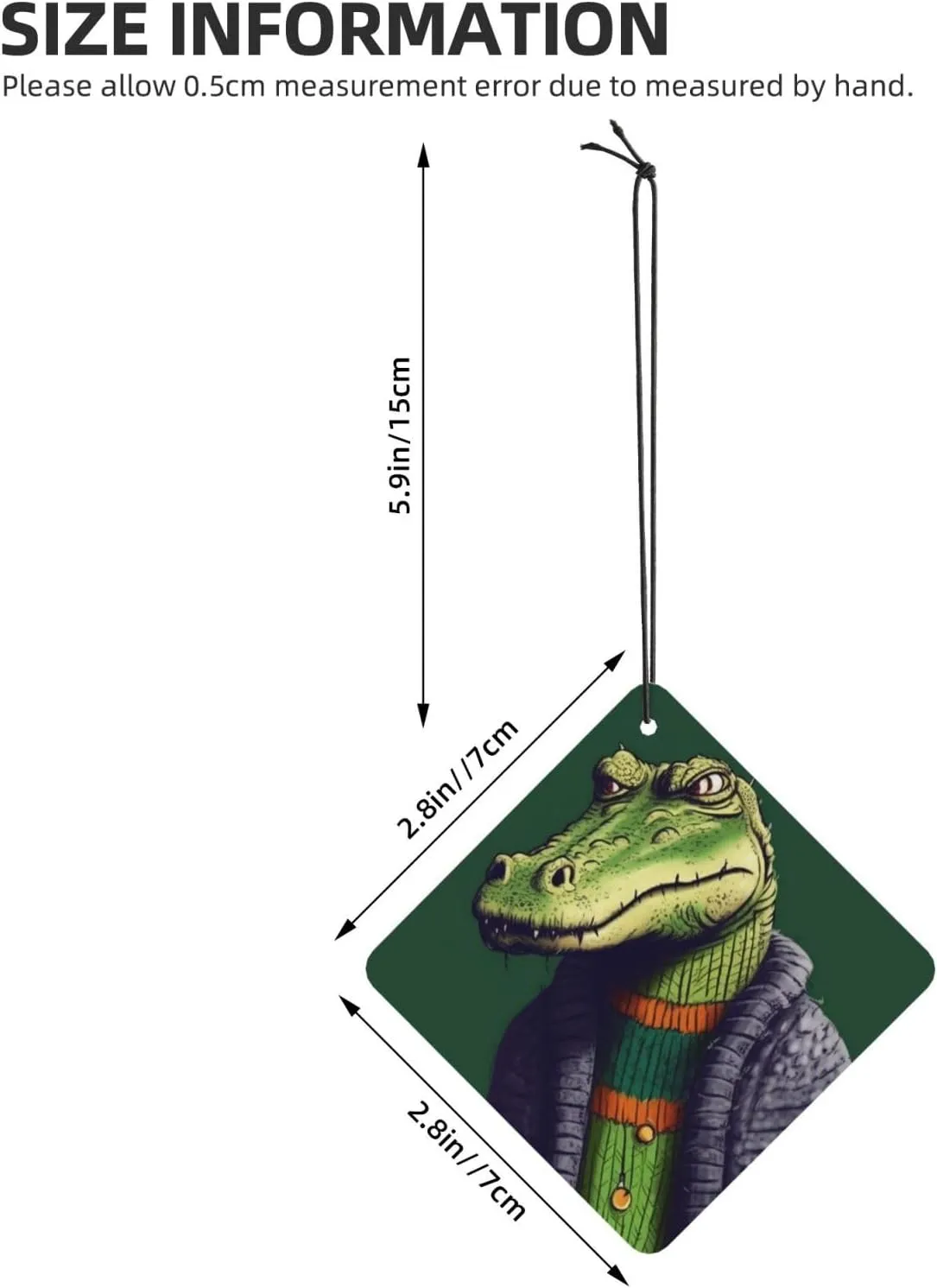 Crocodile in sweater Print Car Air Fresheners 6 Pcs Car Aromatherapy Tablets Hanging Air Freshener Wardrobe Pendant Fragrance Scented Cards for Rearview Mirror Bedroom Car Interior Decor