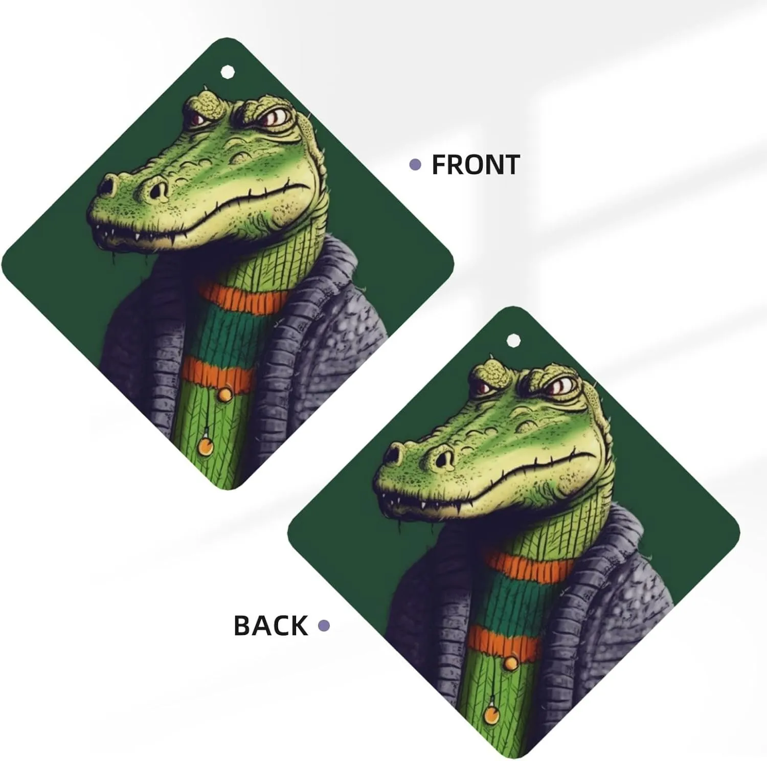 Crocodile in sweater Print Car Air Fresheners 6 Pcs Car Aromatherapy Tablets Hanging Air Freshener Wardrobe Pendant Fragrance Scented Cards for Rearview Mirror Bedroom Car Interior Decor