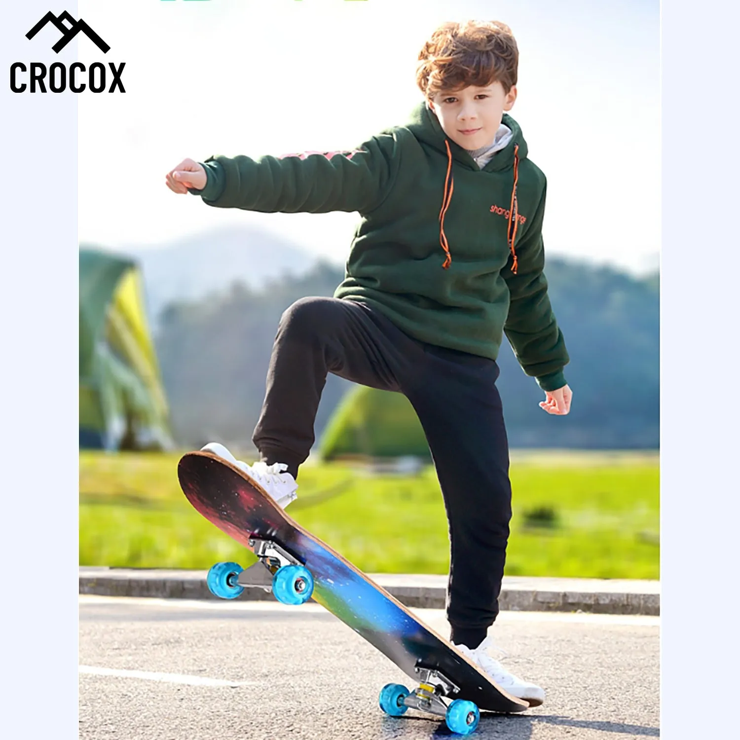 Crocox Kids Adult Skateboard Complete Set Up-Beginner to Pro Boards Outdoor