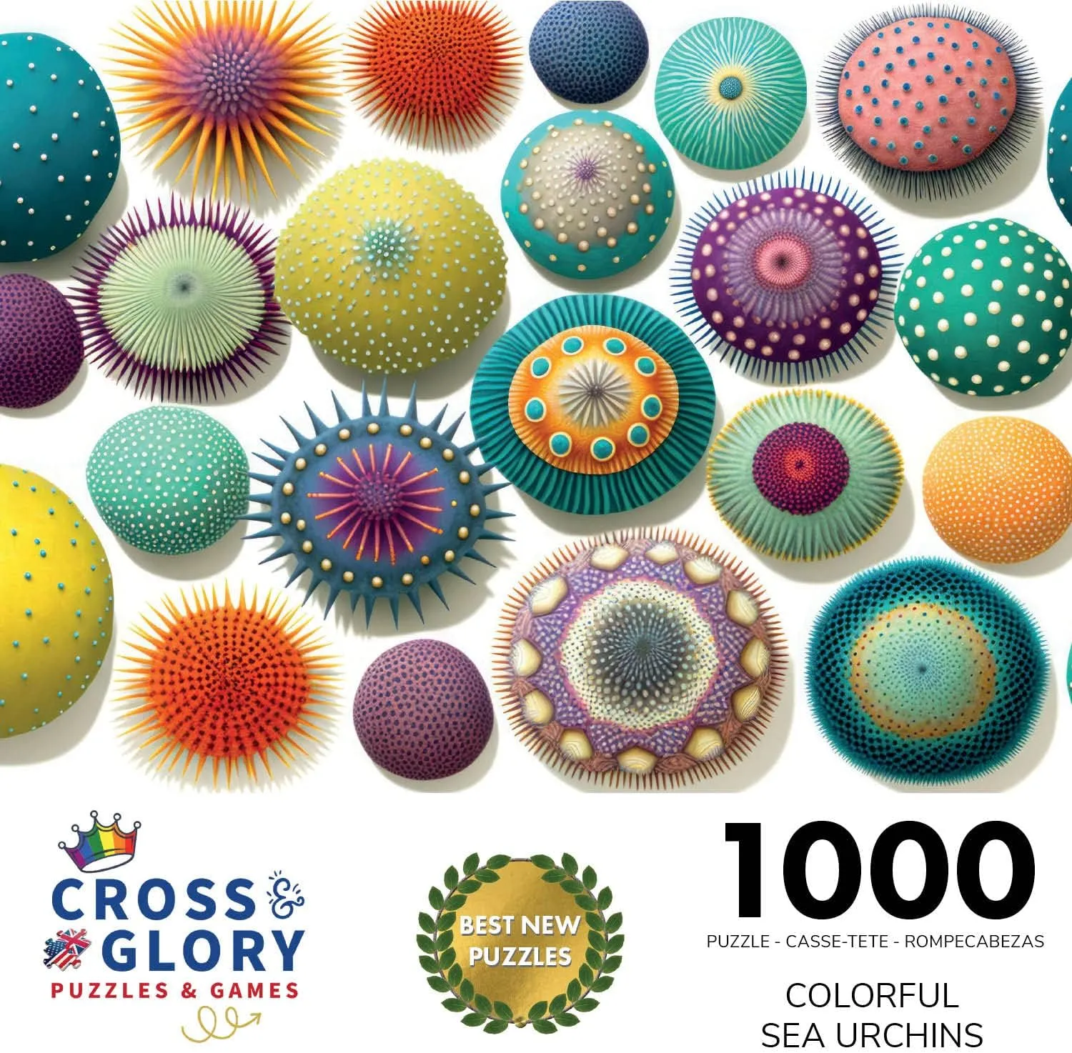 Cross & Glory - Colorful Sea Urchins - 1000 Piece Jigsaw Puzzle for Adults | Vibrant and Stunning Collage | Challenging and Relaxing | Unique and Beautiful Design