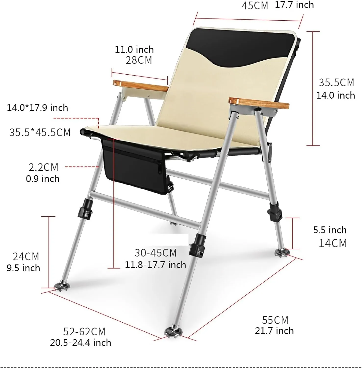 CULIACAN Fishing Chair Folding Recliner Chair Portable Lightweight Reclining Fishing Chair Removable Cushion Camping Chair Outdoor Folding Chair (Color : B)