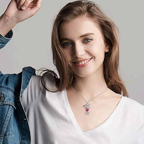 Cute Teddy Bear Crystal Studded Diamond Pendant Necklace 2020V