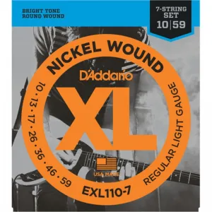 D'Addario EXL110-7 Electric Guitar Strings XL 7-Str Nickel Wound 10-59 Regular Light
