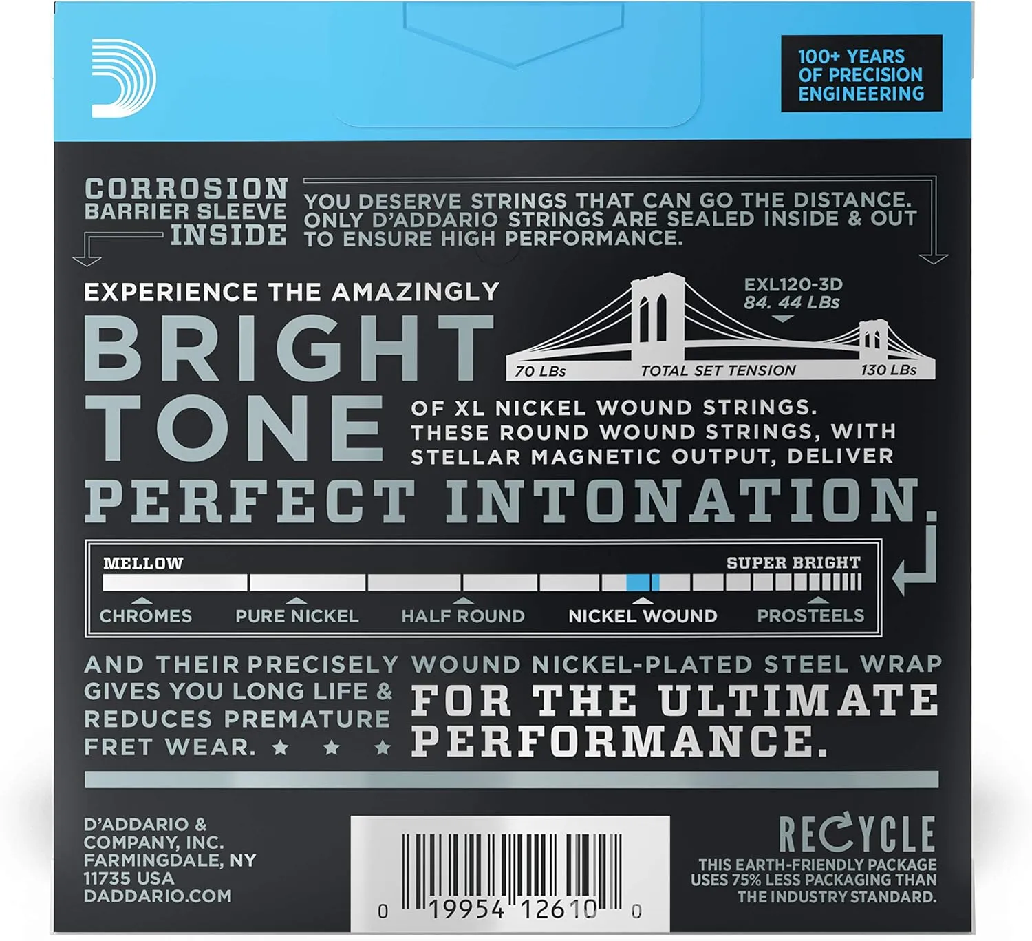 D'Addario Guitar Strings - XL Nickel Electric Guitar Strings - EXL120-3D - Perfect Intonation, Consistent Feel, Reliable Durability - For 6 String Guitars - 09-42 Super Light, 3-Pack