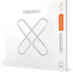 D'Addario Guitar Strings - XS Phosphor Bronze Coated Acoustic Guitar Strings - XSAPB1047 - Maximum Life with Smooth Feel & Exceptional Tone - For 6 String Guitars - 10-47 Extra Light