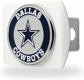 Dallas Cowboys NFL White Metal Hitch Cover with 3D Colored Team Logo by FANMATS - Unique Round Molded Design – Easy Installation on Truck, SUV, Car - Ideal Gift for Die Hard Football Fan