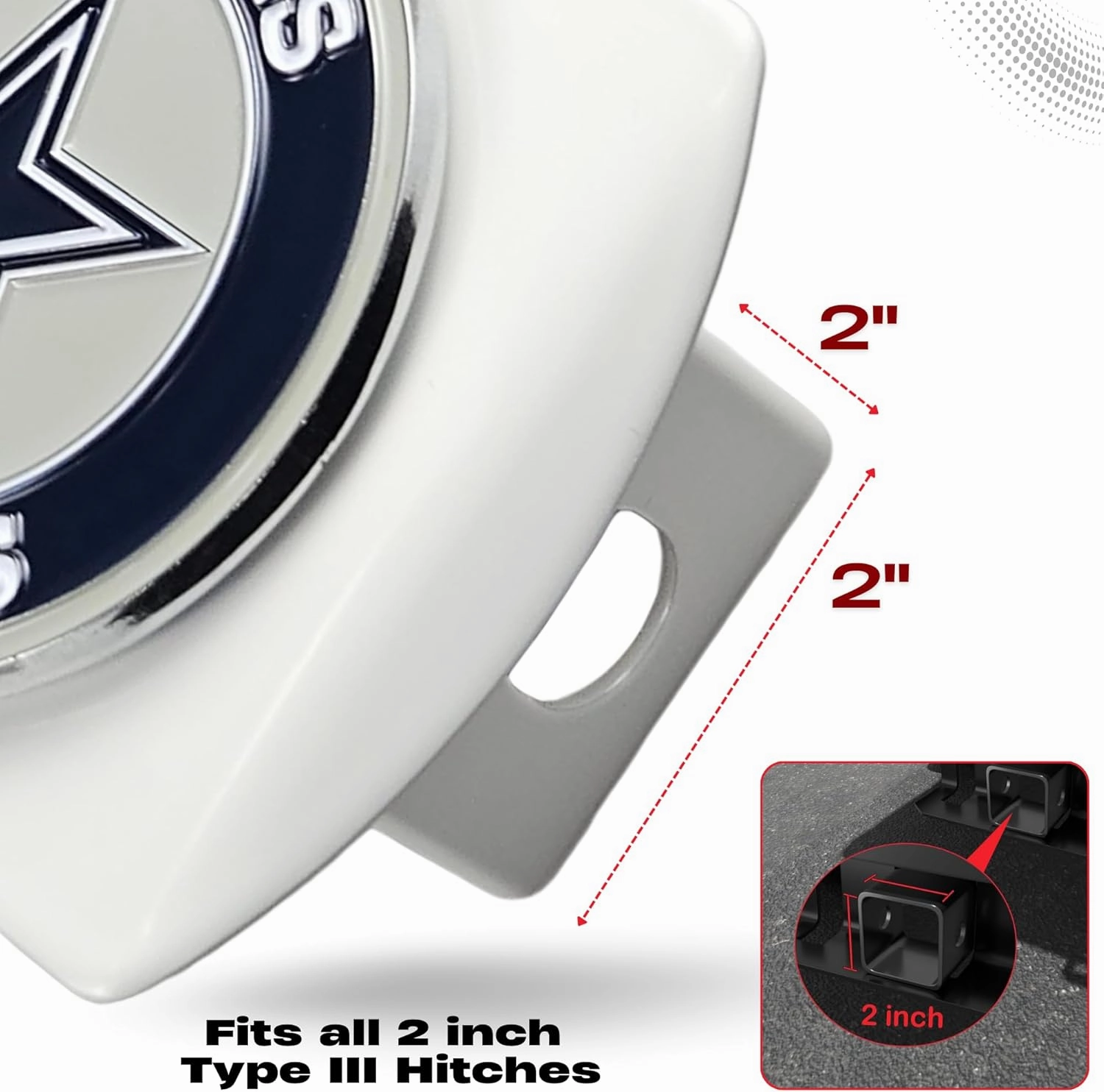 Dallas Cowboys NFL White Metal Hitch Cover with 3D Colored Team Logo by FANMATS - Unique Round Molded Design – Easy Installation on Truck, SUV, Car - Ideal Gift for Die Hard Football Fan