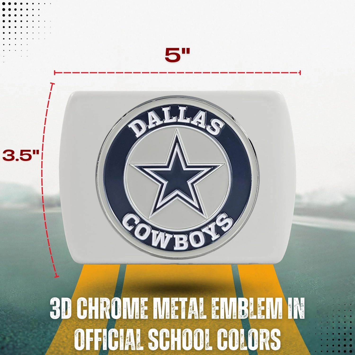 Dallas Cowboys NFL White Metal Hitch Cover with 3D Colored Team Logo by FANMATS - Unique Round Molded Design – Easy Installation on Truck, SUV, Car - Ideal Gift for Die Hard Football Fan