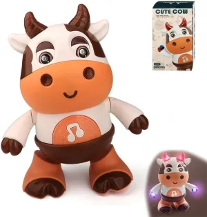 Dance Cow Light up Dancing Cow for Active Fun, Dancing Cow Toy, Musical Cute Cow, Interactive Music Cow Crawling Toy, Baby Animal Sounds Toys, Toddler Sensory Educational Toys with Light