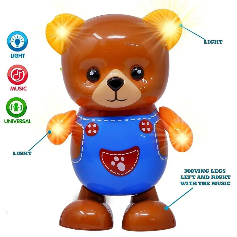 Dancing Bear Toy With Flashing Light & Sound - Multicolor