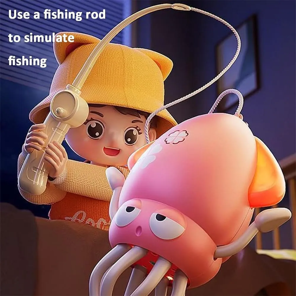 Dancing Octopus Toy, Crawling Dancing Automatic Obstacle Sensing Toy, Smart Tentacles Explorer, Wiggly Wonder Octopus, Suitable for Indoor Cats & Dogs (Green, with Fishing Rod)