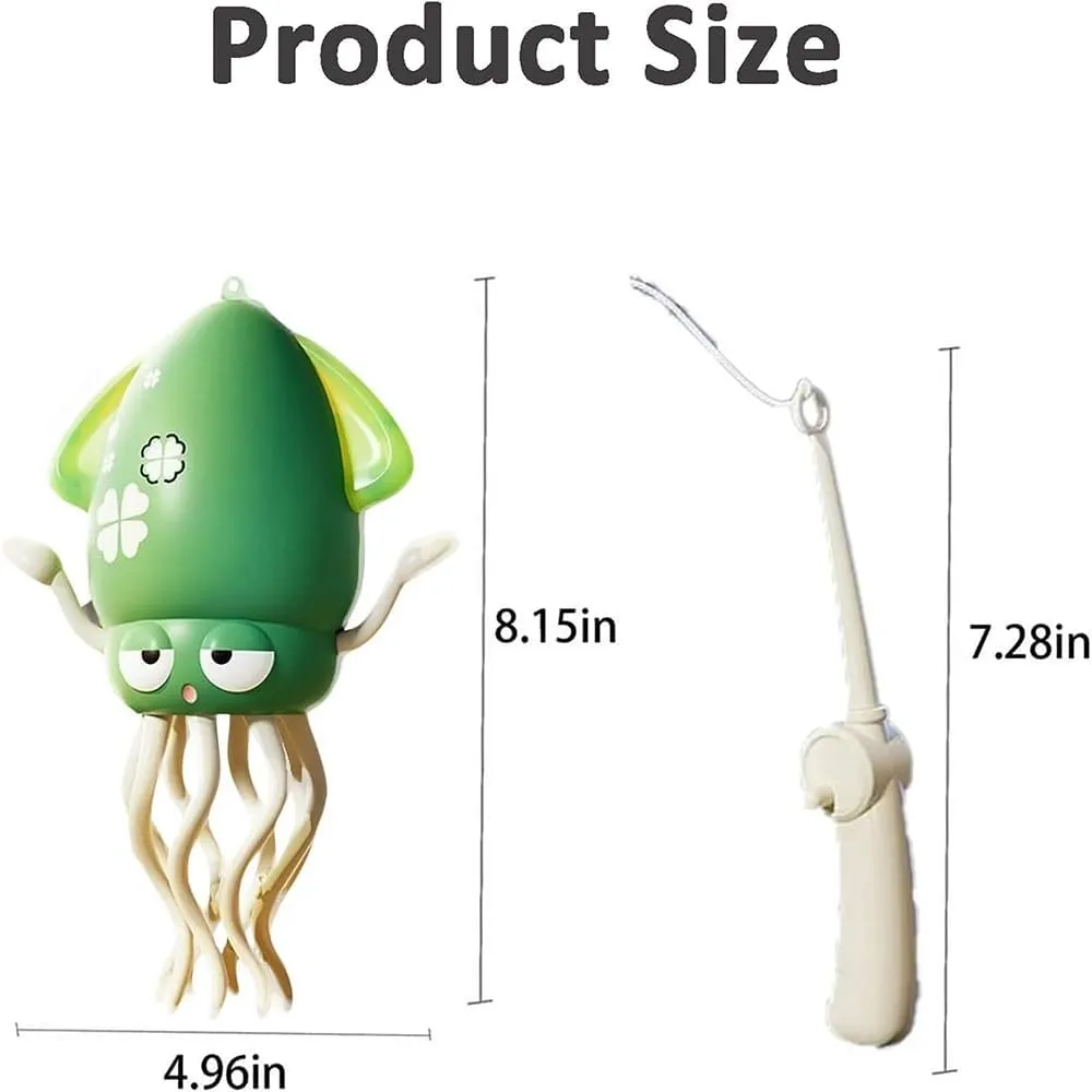 Dancing Octopus Toy, Crawling Dancing Automatic Obstacle Sensing Toy, Smart Tentacles Explorer, Wiggly Wonder Octopus, Suitable for Indoor Cats & Dogs (Green, with Fishing Rod)