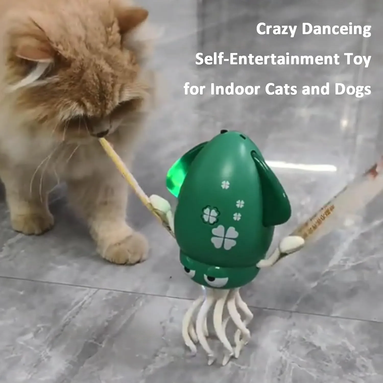 Dancing Octopus Toy, Smart Tentacle Explorer, Wiggly Wonder Octopus, Auto-Avoid, with LED Lights & Music (Green(Regular))