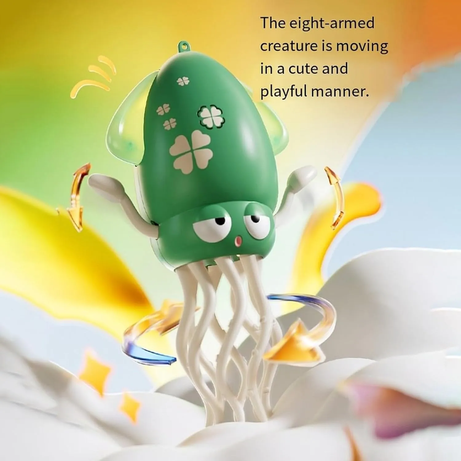 Dancing Octopus Toy, Smart Tentacle Explorer, Wiggly Wonder Octopus, Auto-Avoid, with LED Lights & Music (Green(Regular))