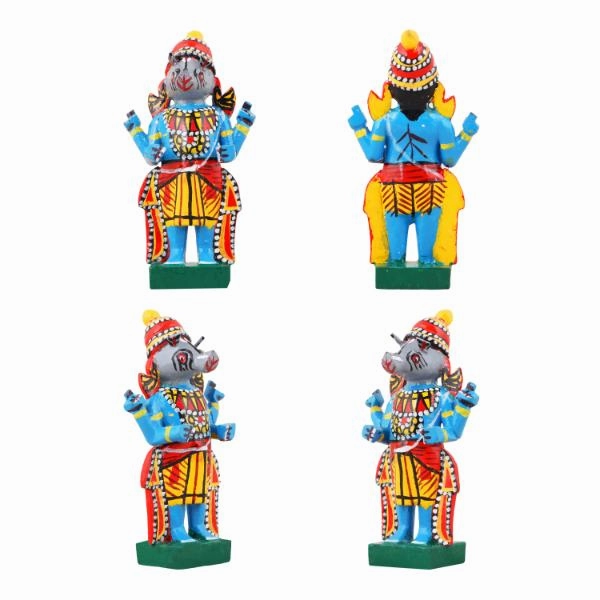 Dasavataram Set - 4 Inches | Wooden Statue/ Golu Doll for Navratri Decor