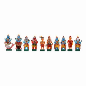 Dasavataram Set - 4 Inches | Wooden Statue/ Golu Doll for Navratri Decor