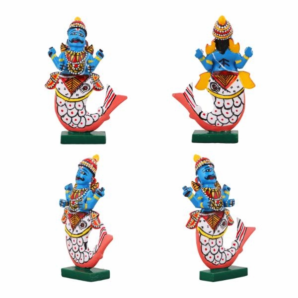 Dasavataram Set - 4 Inches | Wooden Statue/ Golu Doll for Navratri Decor