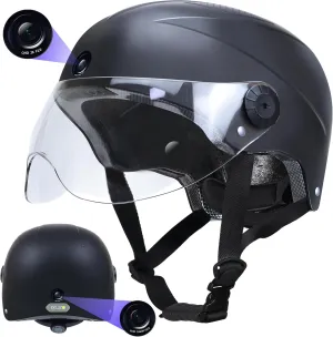 DC2 Smart Bluetooth Helmet with Cameras Front & Rear HD Video Recorder for Riding Ebike Electric Scooter,CPSC Certified Adult Bicycle Helmets for Cycling(Black)