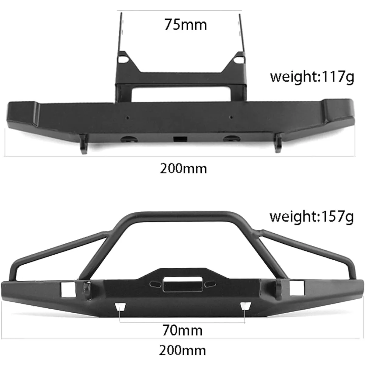 DeeRace Metal Front Bumper 1:10 Scale DIY Upgrade Parts Bumper for RC Crawler Replacement Accessories, Front Rear Bumper