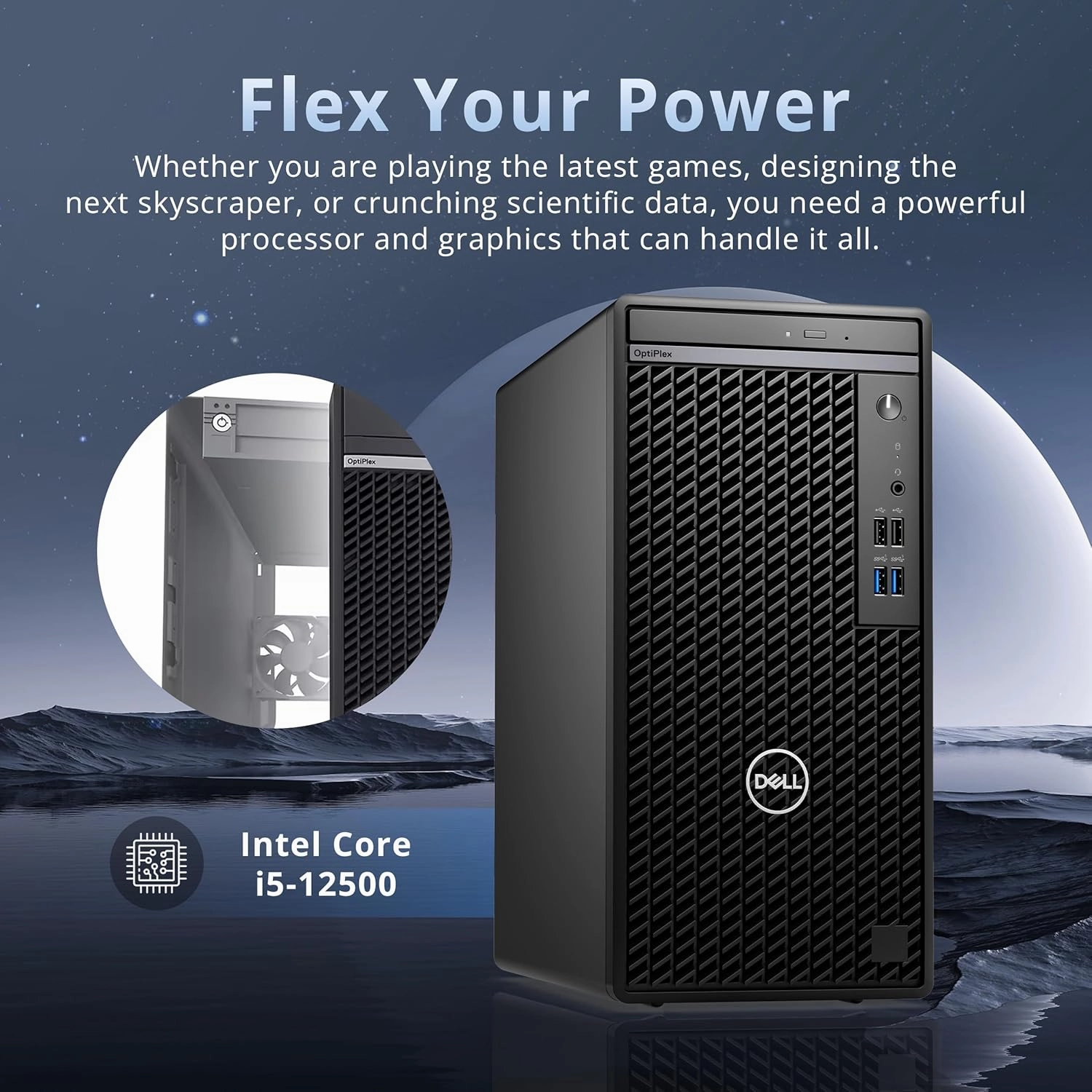 Dell OptiPlex 3000 Tower Business Desktop, Intel i5-12500, 16GB RAM, 512GB PCIe SSD, Intel UHD Graphics 770, DVDRW, Ethernet, WiFi Adapter, Keyboard & Mouse, Win 11 Pro, Black