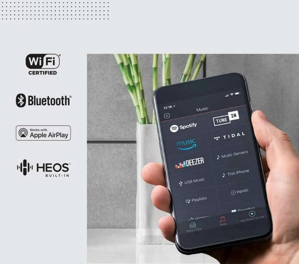 Denon Home 250 Wireless Smart Speaker – Mid-Size, Stereo Sound, Wi-Fi & Bluetooth, HEOS Built-in, Alexa Built-in, Siri & AirPlay 2, Spotify Connect, Multi-Room Support, White