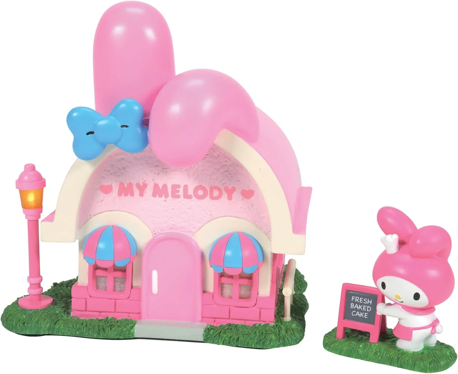 Department 56 Sanrio Village Hello Kitty My Melody's Bakery Lit Building and Figurine Set, 6.89 Inch, Multicolor