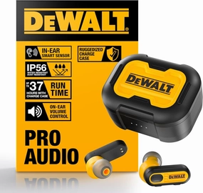 DEWALT Heavy Duty True Wireless Ear Buds, Bluetooth Headphones with Type C Charging Case Included, Over 30 Hours of Battery Life, Easy Setup for iPhone, Perfect for Jobsite, Outdoor Work