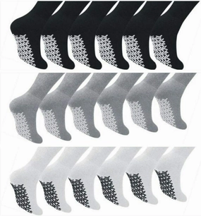 Diamond Star Anti Skid Socks Non Slip Non Binding With Grips Hospital Diabetic Crew Socks For Men Women