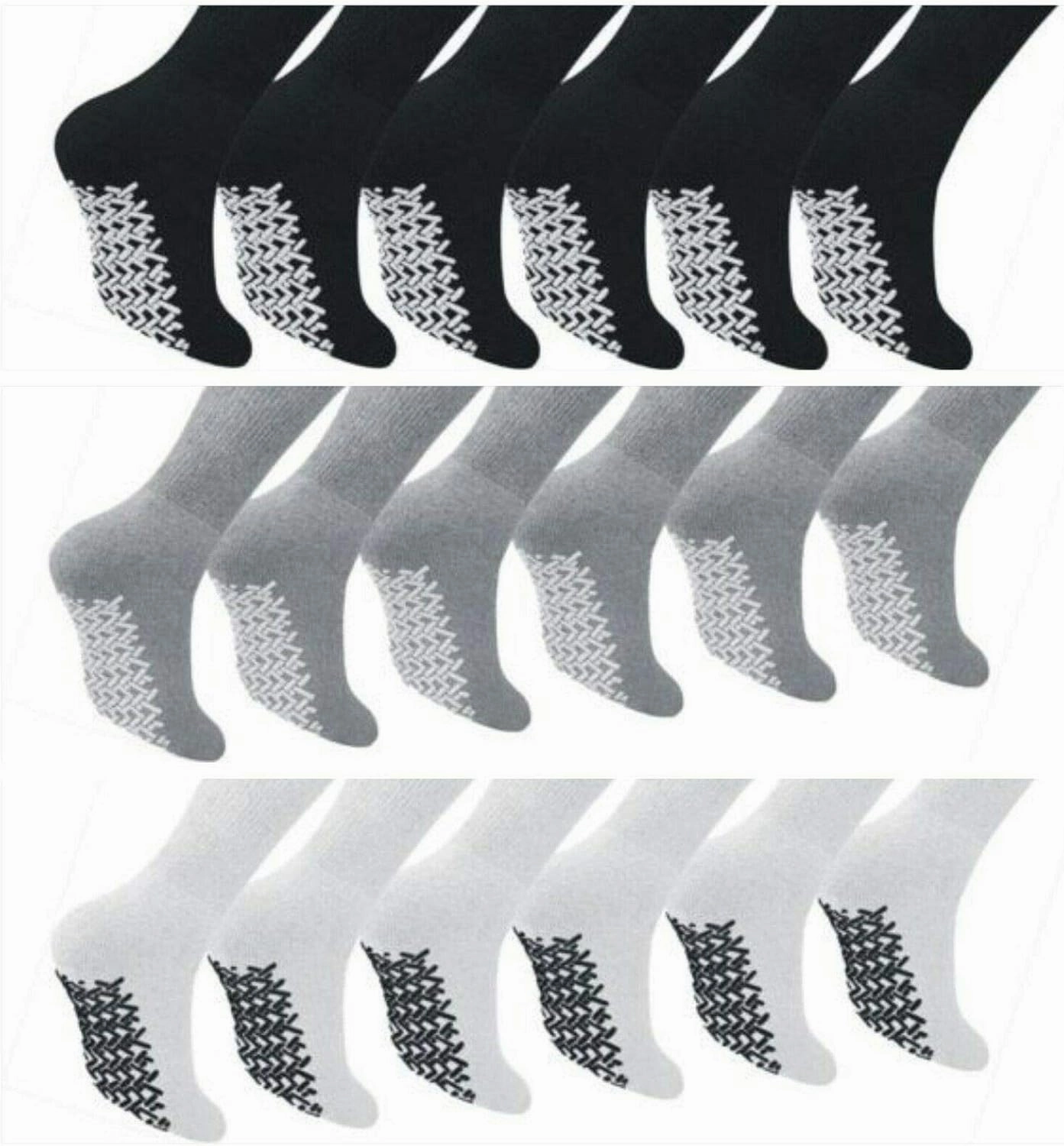 Diamond Star Anti Skid Socks Non Slip Non Binding With Grips Hospital Diabetic Crew Socks For Men Women