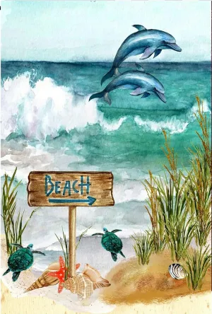 Dolphins Jumping Beach Scene Jigsaw Puzzles for Adults 500 Piece Puzzle for Adults Challenging Puzzle with Letters on Back Challenging Family Puzzle Art DIY Toy Gift