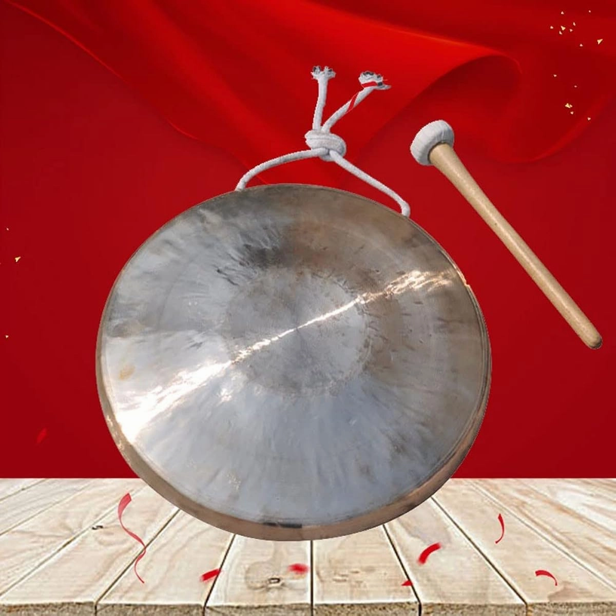 DOOKAA Gong gong gong drum gong and drum percussion instrument 22 cm Chinese style gong and drum percussion instrument large gong table clock (Color: 22 cm, Size:)