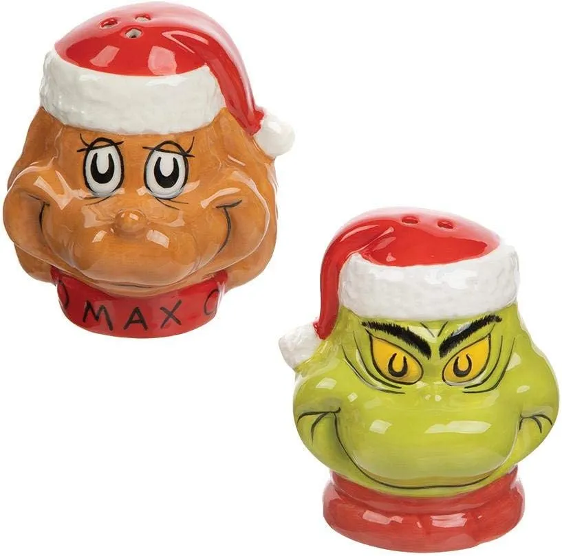 Dr. Seuss Grinch Sculpted Ceramic Salt & Pepper Set