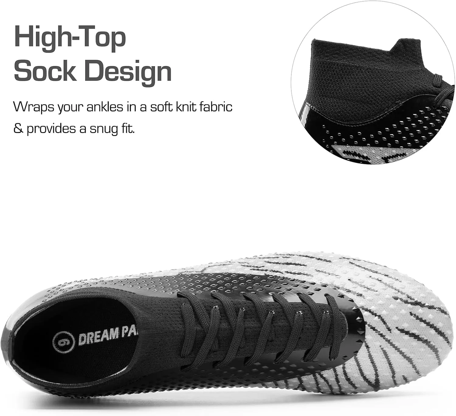 DREAM PAIRS Men's Soccer Cleats Lightweight Football Cleats Professional Training High-top Soccer Shoes