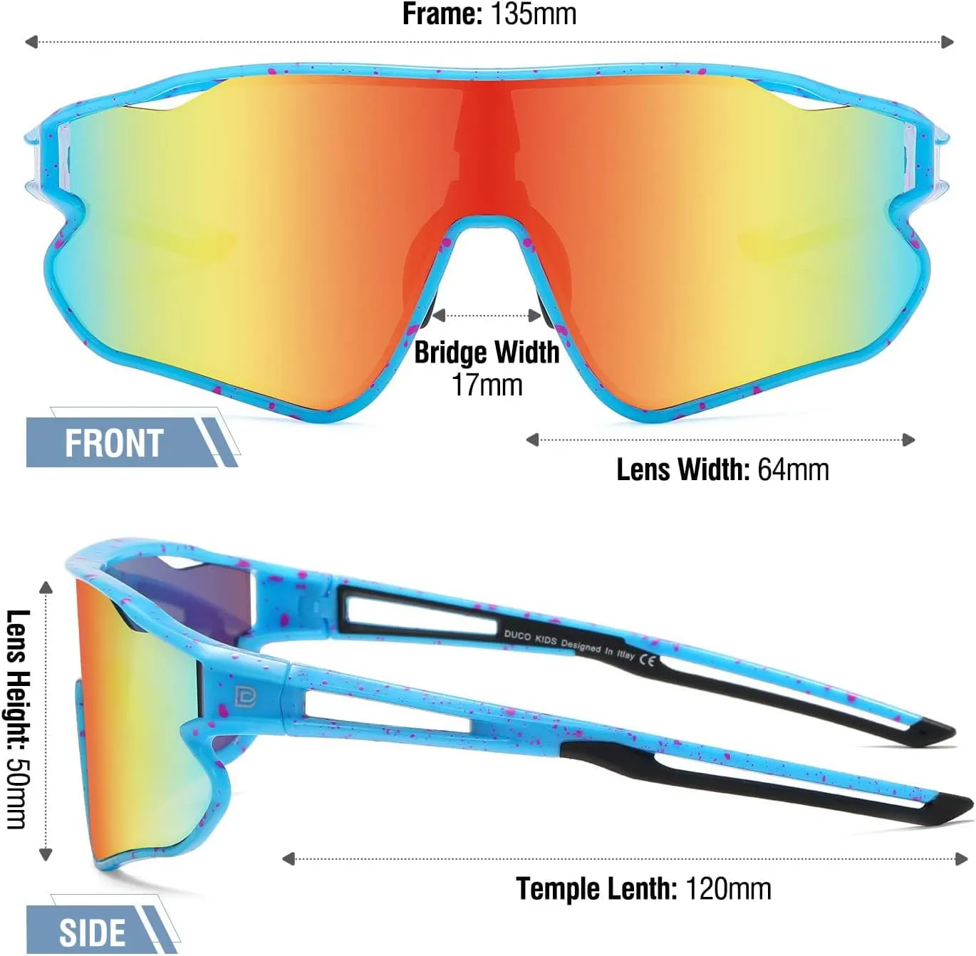 DUCO Kids Sunglasses Youth Baseball Sun Glasses Lightweight TR90 Frame UV400 Sports Cycling Shades for Boys Girls DK268