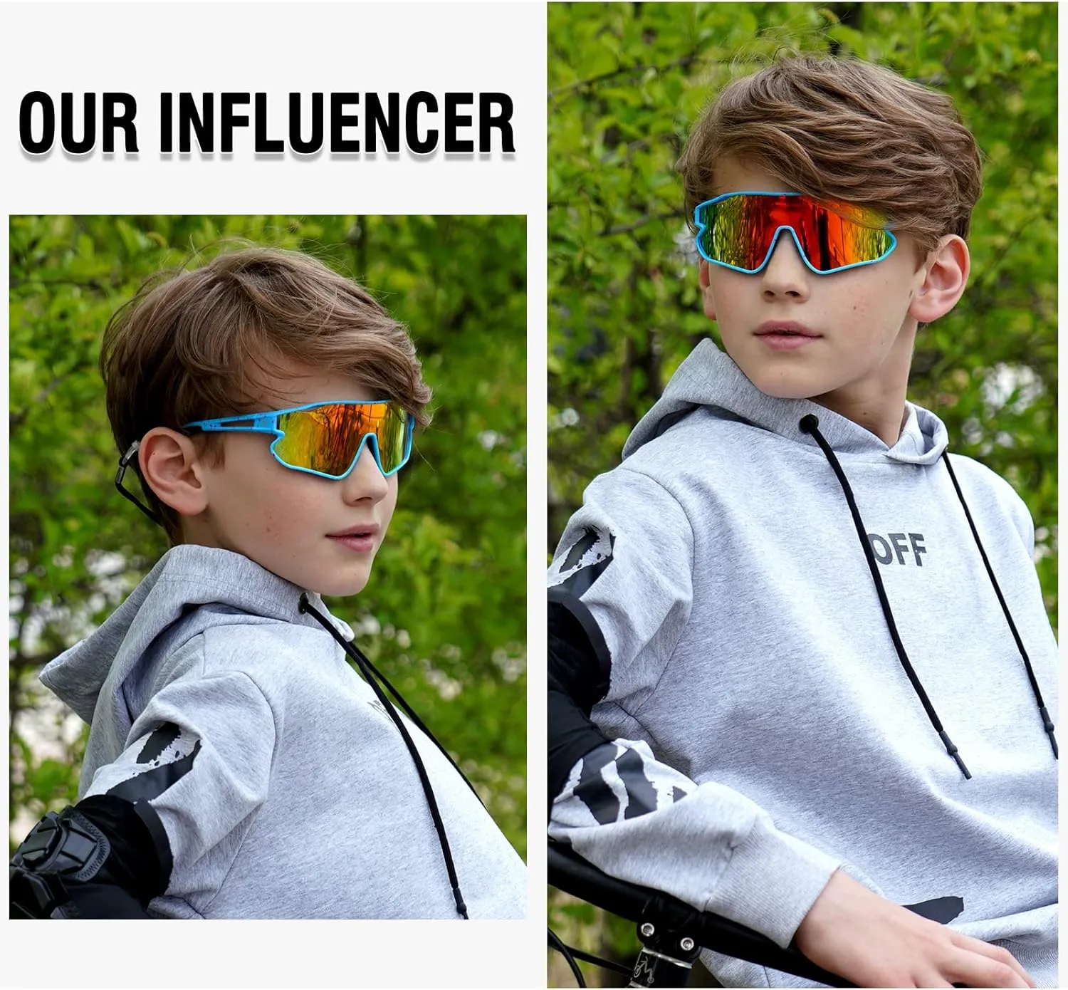 DUCO Kids Sunglasses Youth Baseball Sun Glasses Lightweight TR90 Frame UV400 Sports Cycling Shades for Boys Girls DK268