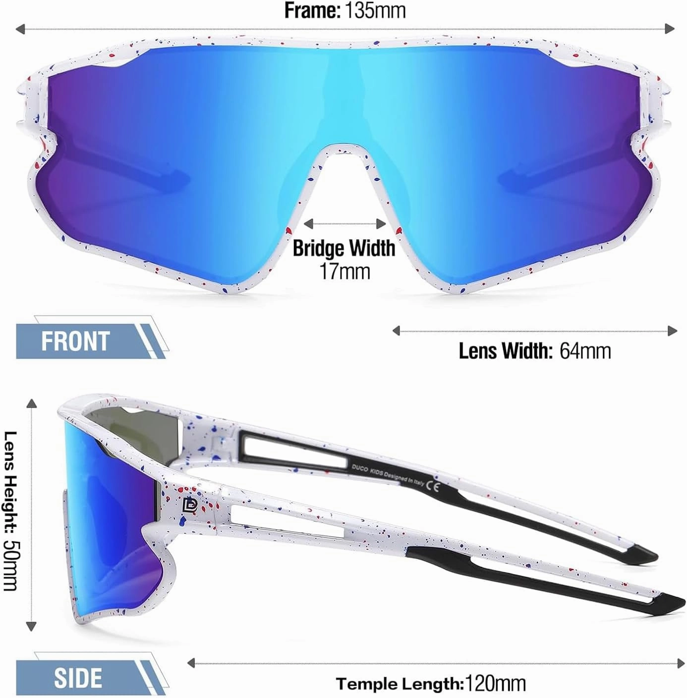 DUCO Kids Sunglasses Youth Baseball Sun Glasses Lightweight TR90 Frame UV400 Sports Cycling Shades for Boys Girls DK268