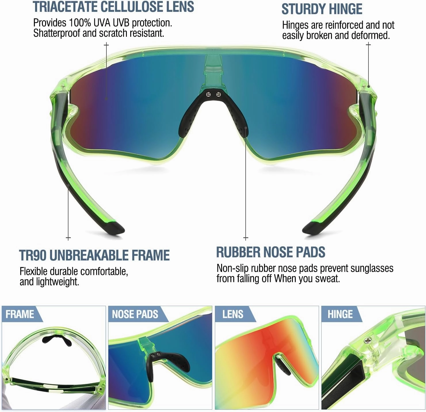 DUCO Kids Sunglasses Youth Baseball Sun Glasses Lightweight TR90 Frame UV400 Sports Cycling Shades for Boys Girls DK268
