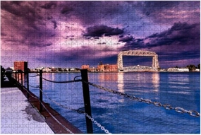 Duluth mn Lift Bridge at Dusk Lake Superior Stock Pictures Royalty 1000 Piece Jigsaw Puzzle Game - Colorful Large Puzzles Artwork for Adults Teens Puzzle Game Toy Gift