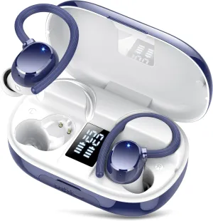 Ear buds Wireless Bluetooth Earbuds Sport 2025 NEW Bluetooth 5.3 Headphones with LED Display 128H Playtime Powerful Bass Over Ear Earphones with Earhooks IP7 Waterproof for Gym/Running/Workout