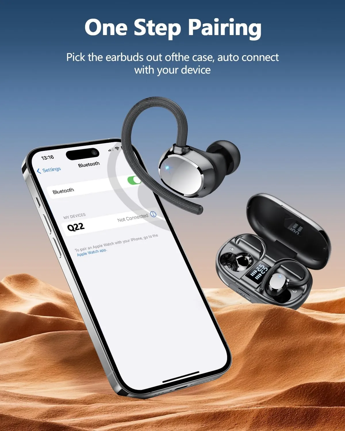 Ear buds Wireless Bluetooth Earbuds Sport 2025 NEW Bluetooth 5.3 Headphones with LED Display 128H Playtime Powerful Bass Over Ear Earphones with Earhooks IP7 Waterproof for Gym/Running/Workout