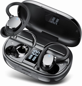 Ear buds Wireless Bluetooth Earbuds Sport 2025 NEW Bluetooth 5.3 Headphones with LED Display 128H Playtime Powerful Bass Over Ear Earphones with Earhooks IP7 Waterproof for Gym/Running/Workout