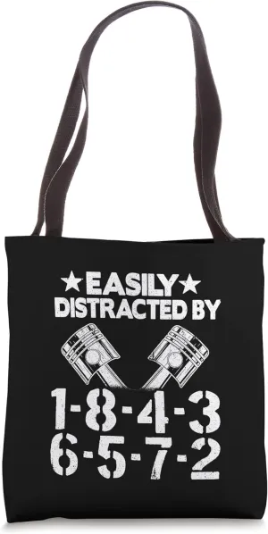Easily Distracted By 1-8-4-3-6-5-7-2 Firing Order V8 Garage Tote Bag