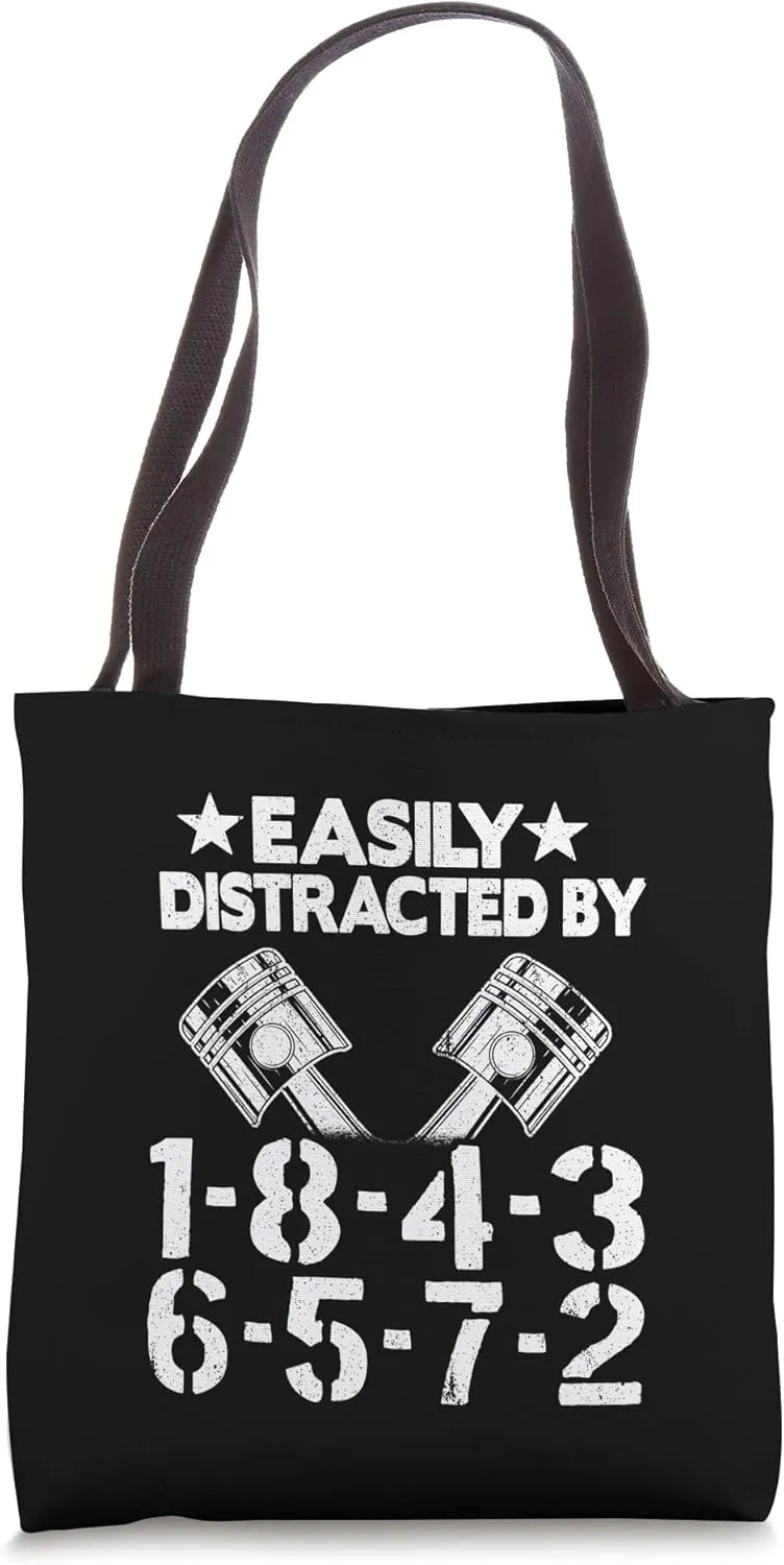 Easily Distracted By 1-8-4-3-6-5-7-2 Firing Order V8 Garage Tote Bag