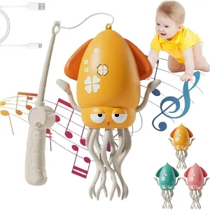 Electric Dancing Octopus Toy, Smart Tentacle Explorer, Wiggly Wonder Octopus, Dancing Squid Toy, Creative Magic Crazy 8-Leg Action Obstacle with Led Lights & Music (Yellow)