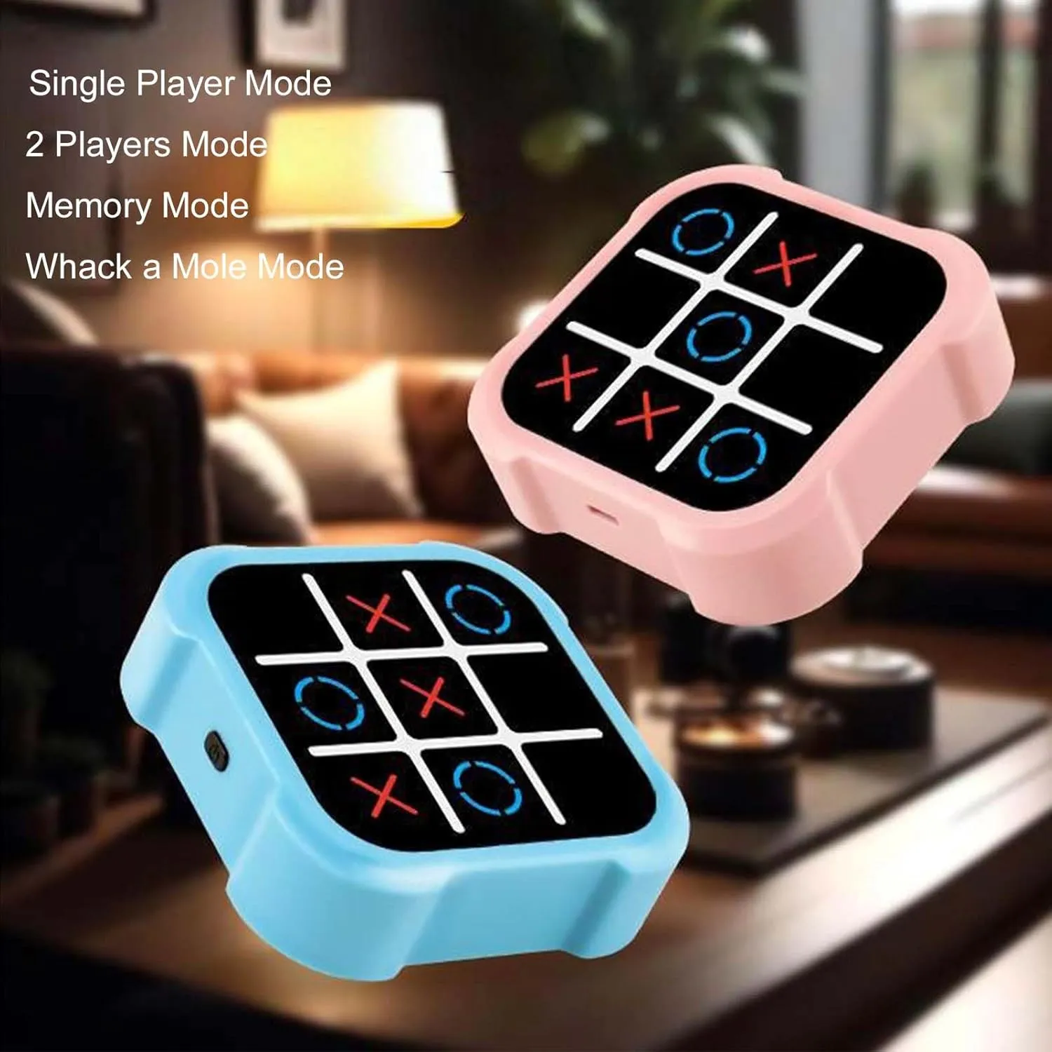 Electric Tic Tac Toe Game 4-in-1 Handheld Puzzle Game, Portable Travel Games, Party Board Games Fun Birthday Gifts Toys for Educational Memory Growth Toys for Ages 3  (Yellow)