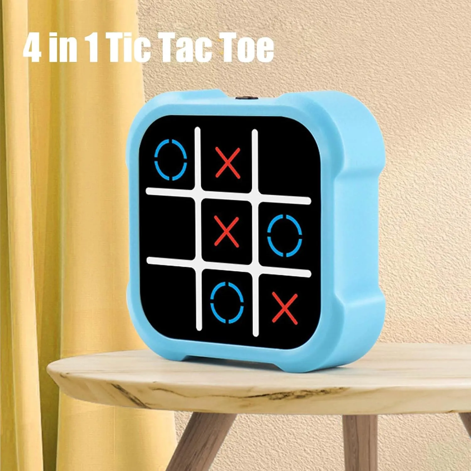Electric Tic Tac Toe Game 4-in-1 Handheld Puzzle Game, Portable Travel Games, Party Board Games Fun Birthday Gifts Toys for Educational Memory Growth Toys for Ages 3  (Yellow)